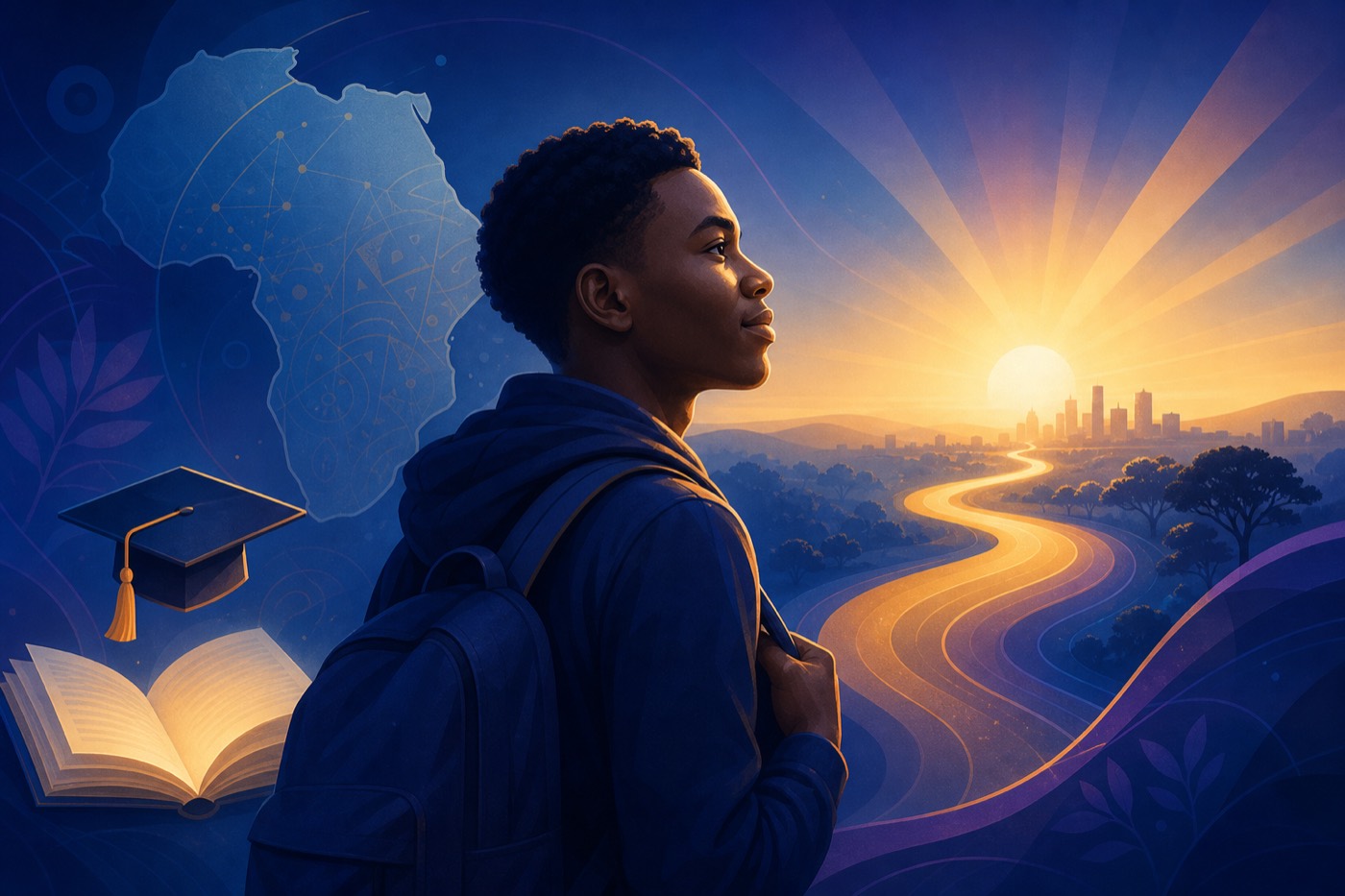 A hopeful young African student looking toward a bright future of educational opportunity