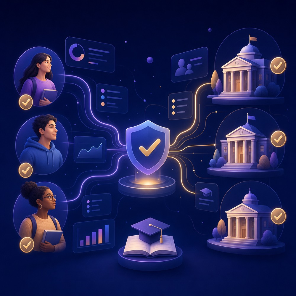 Abstract transparent scholarship management platform connecting students and universities